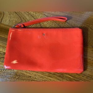 Kate Spade coral red glossy wristlet clutch wallet P091